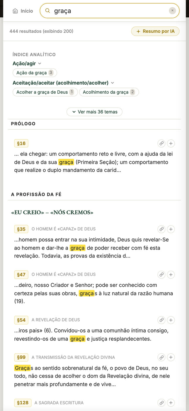 A mesma busca por tema no celular