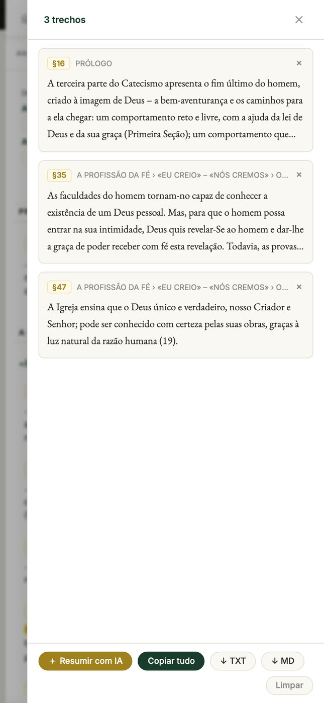 Os trechos coletados no celular