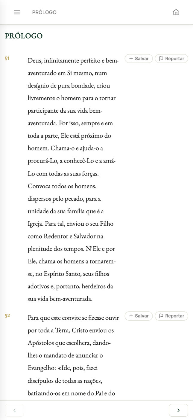 A leitura completa do Catecismo no celular