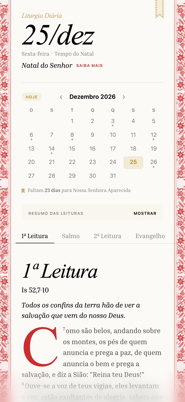 Natal do Senhor, com a fita e o calendário em dourado