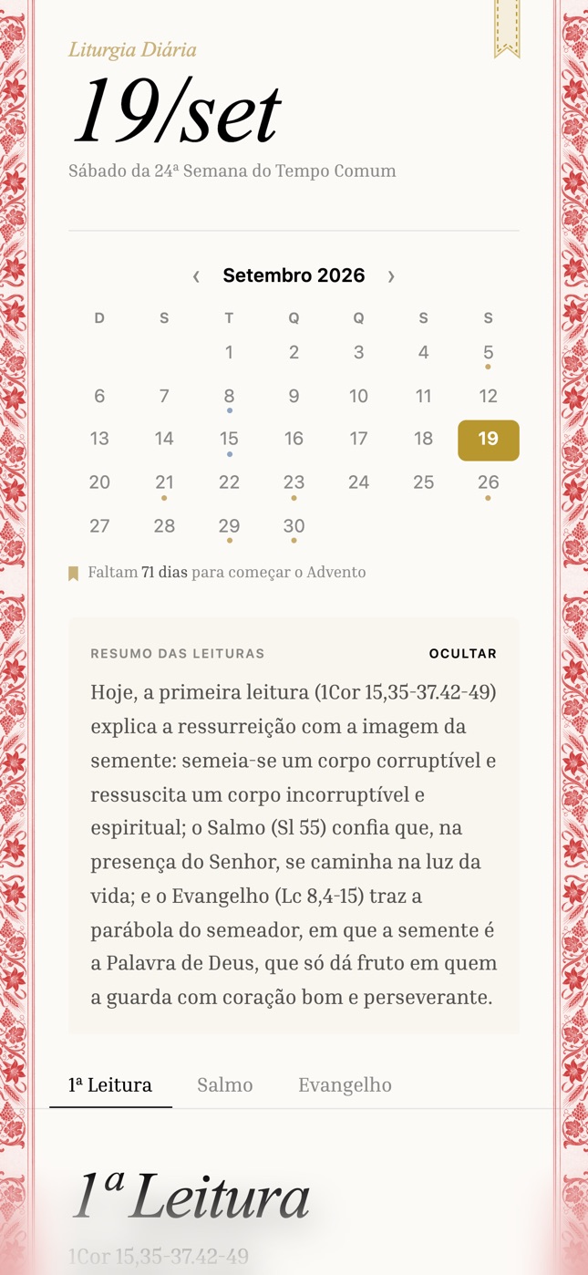 O mesmo resumo das leituras aberto no celular